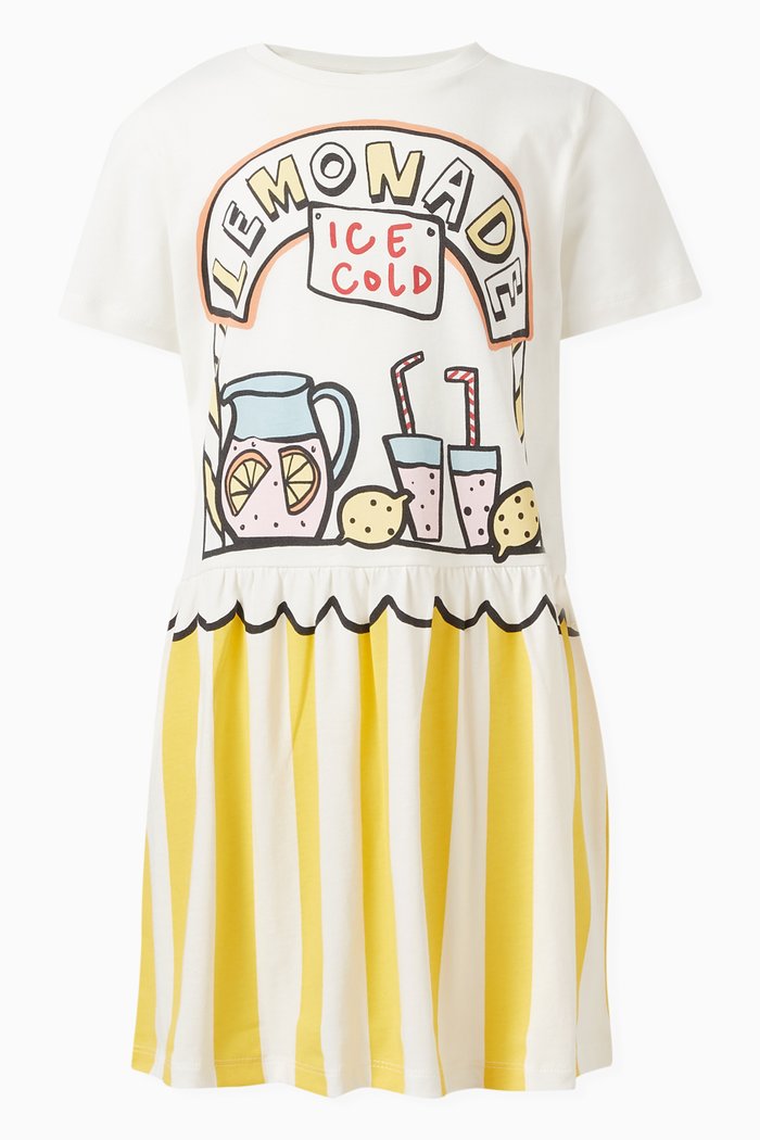 

Lemonade Stand Print Dress in Cotton, White