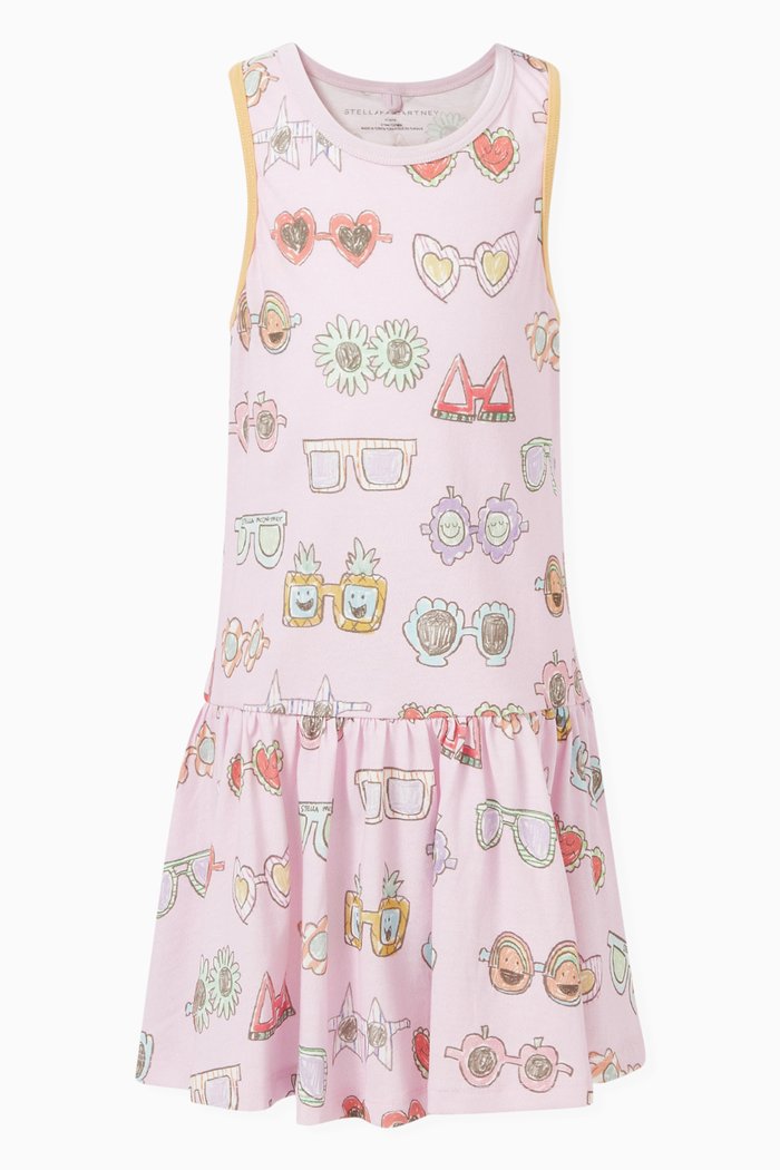 

Sunglasses Print Midi Dress in Cotton, Pink