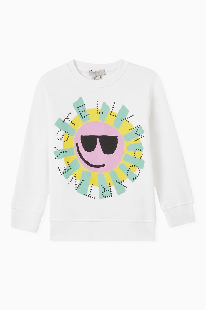 Logo Print Sweatshirt in Cotton, White
