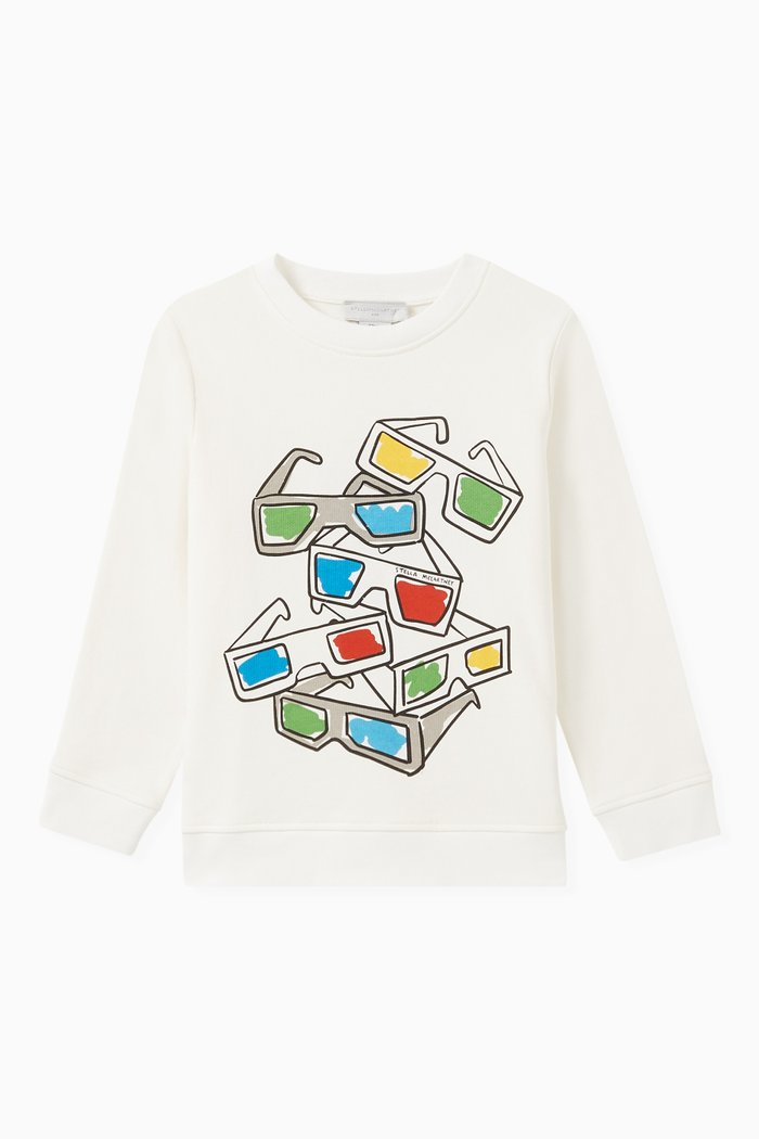 Graphic Print Sweatshirt in Cotton, White