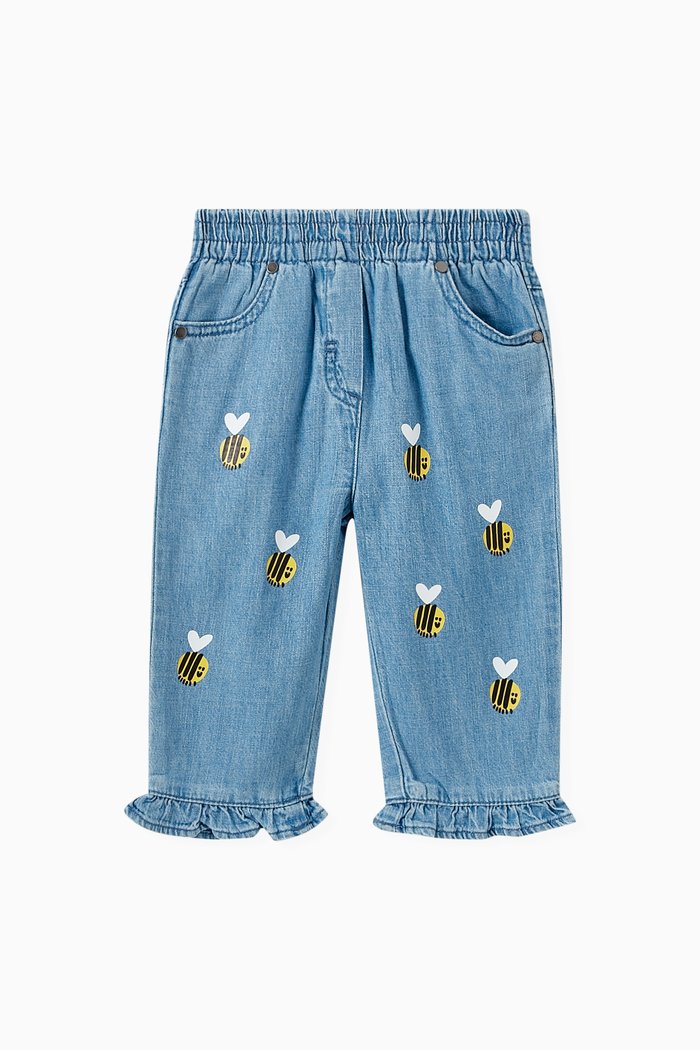 

Baby Bee-printed Pants in Denim, Blue