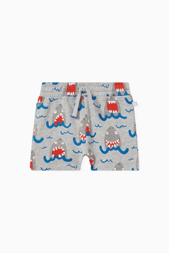 

Shark Print Shorts in Cotton, Grey