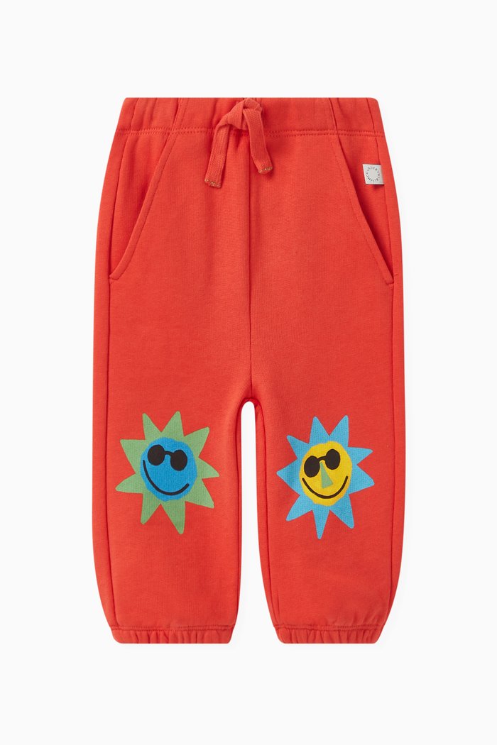 

Sun Graphic Print Sweatpants in Organic Cotton Fleece, Red