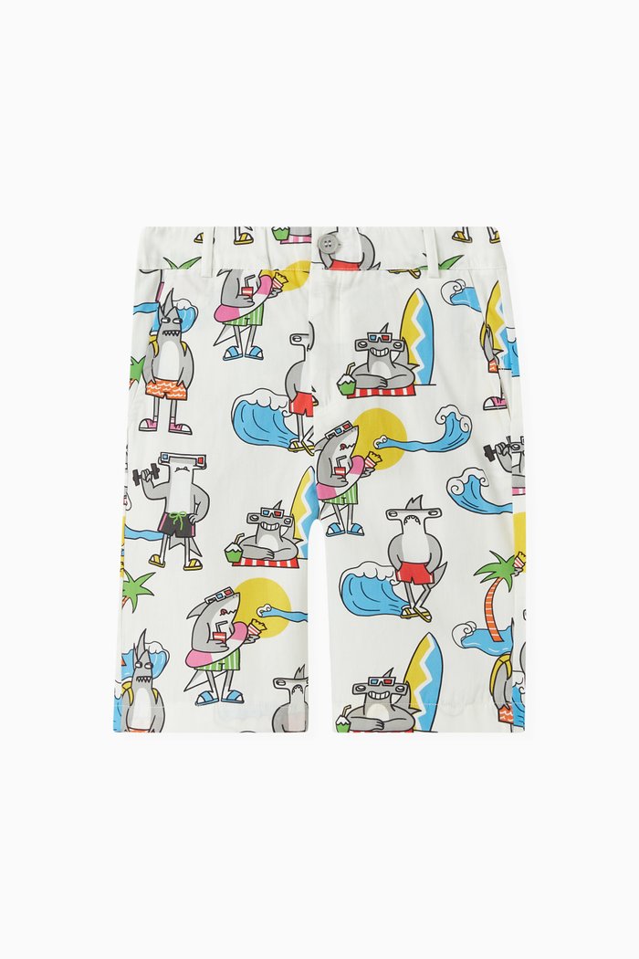

Sharks Print Shorts in Organic Cotton, Multicolour