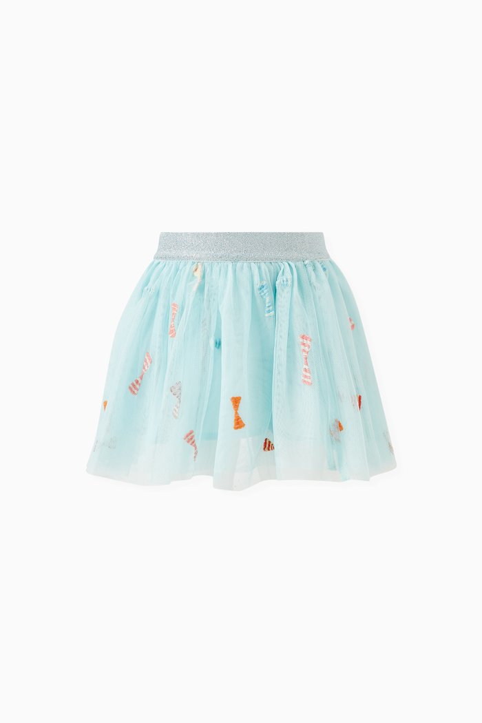 

Baby Bow-embroidered Skirt in Tulle, Blue