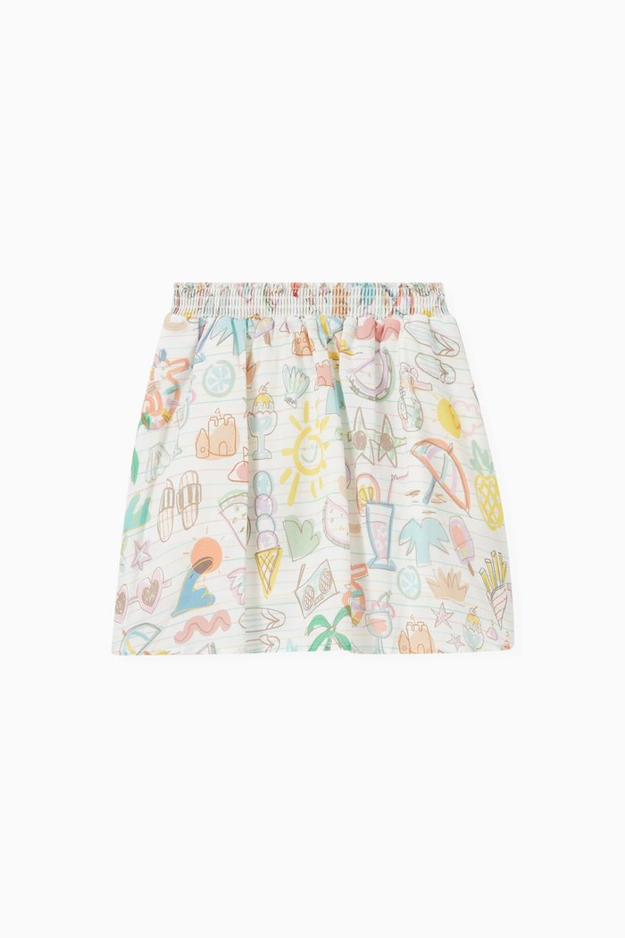 

Graphic Print Skirt in Cotton, Multicolour