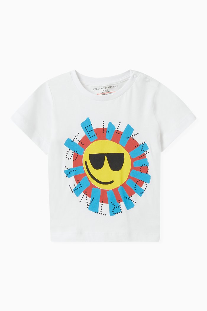 

Sun Graphic Logo Print T-shirt in Organic Cotton, White