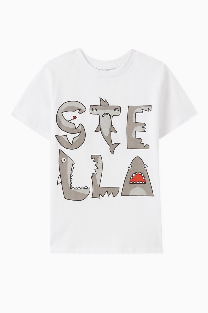 

Shark Print T-Shirt in Cotton, White