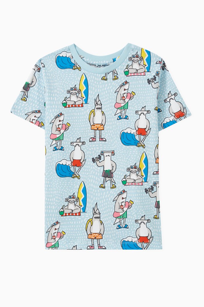 

Graphic Print T-Shirt in Cotton, Blue