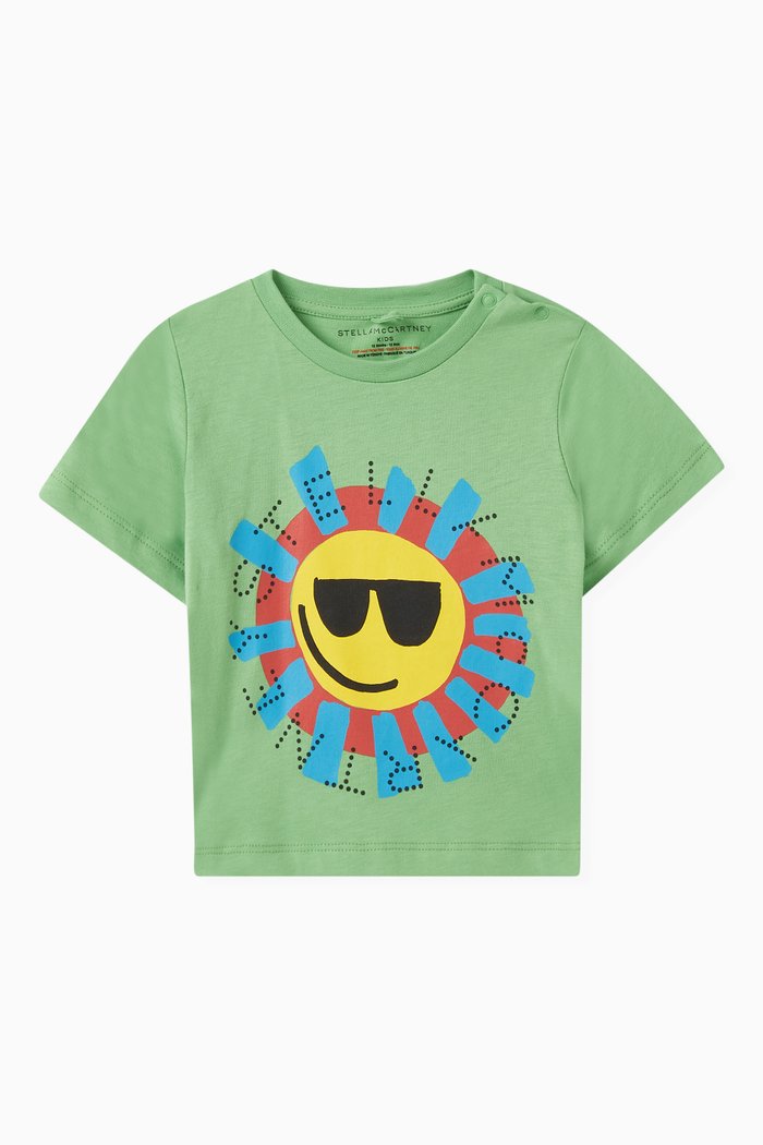 

Sun Graphic Logo Print T-shirt in Organic Cotton, Green