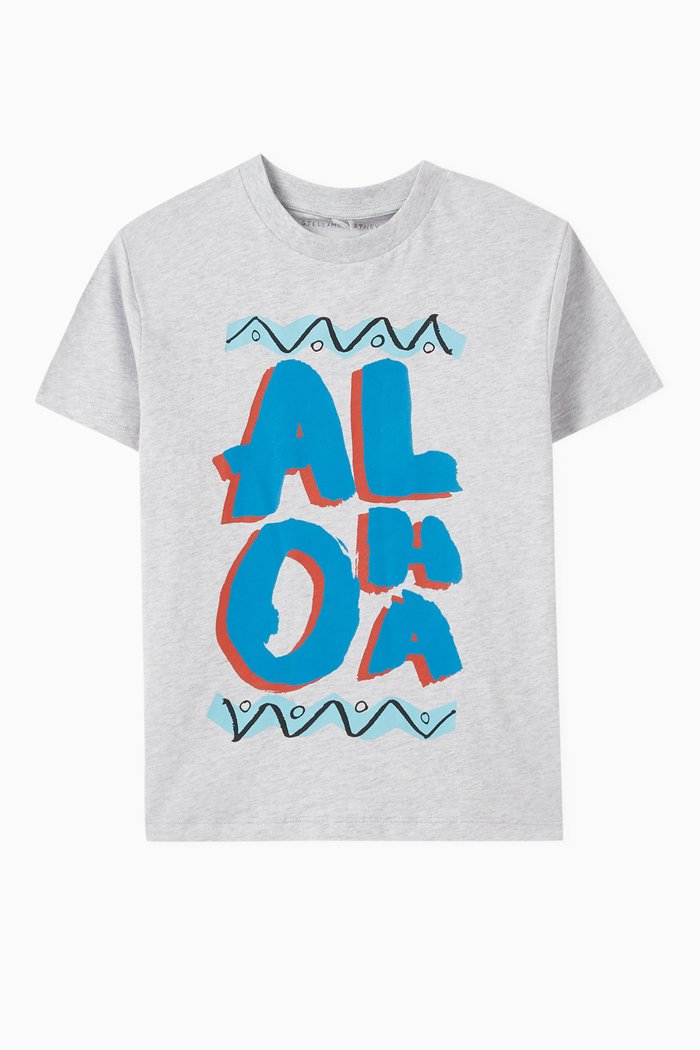 

Graphic Print T-Shirt in Cotton, Grey