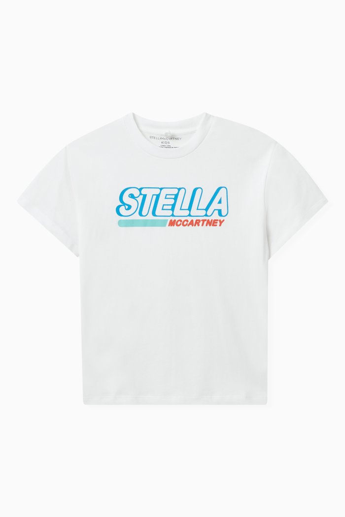 

Graphic Logo Print T-shirt in Organic Cotton Jersey, White