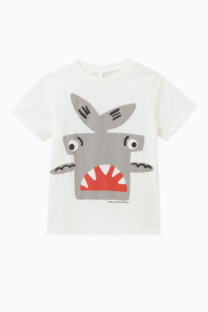 Angry Shark T-shirt in Organic Cotton-jersey, White