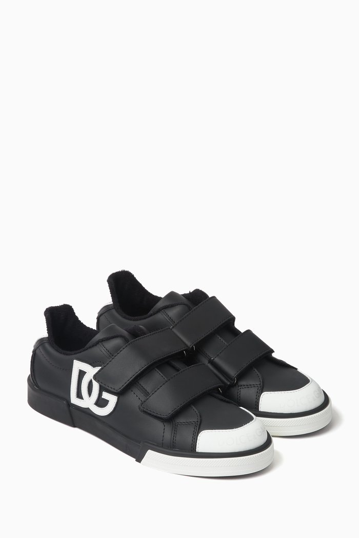 

Portofino Logo Sneakers in Calf Leather, Black