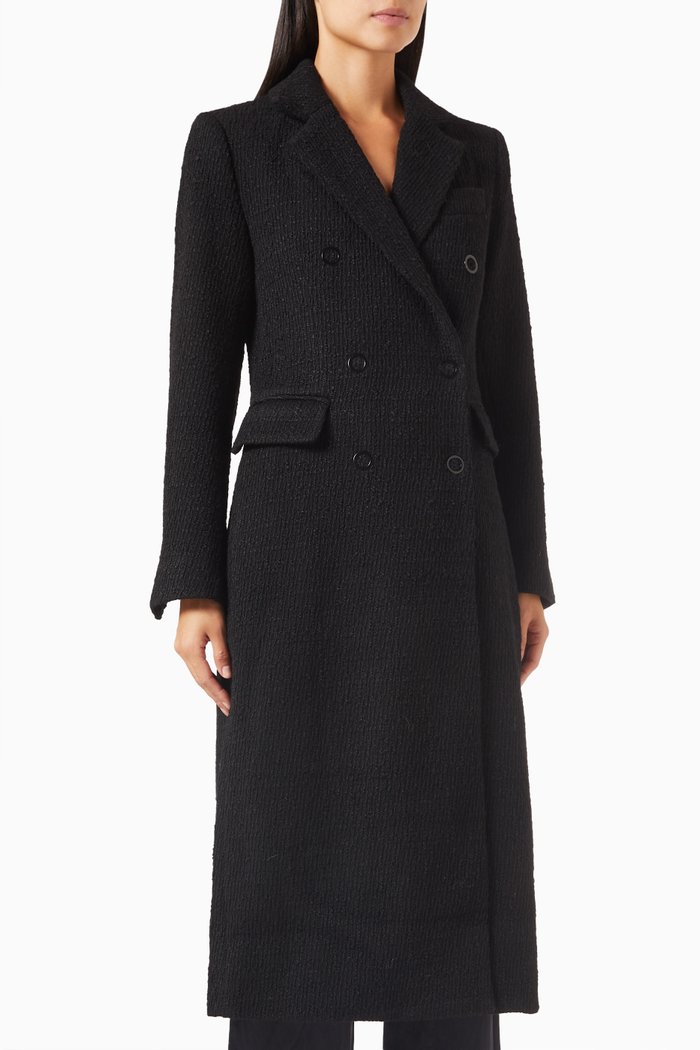 

Ana Double-breasted Coat in Wool-blend, Black