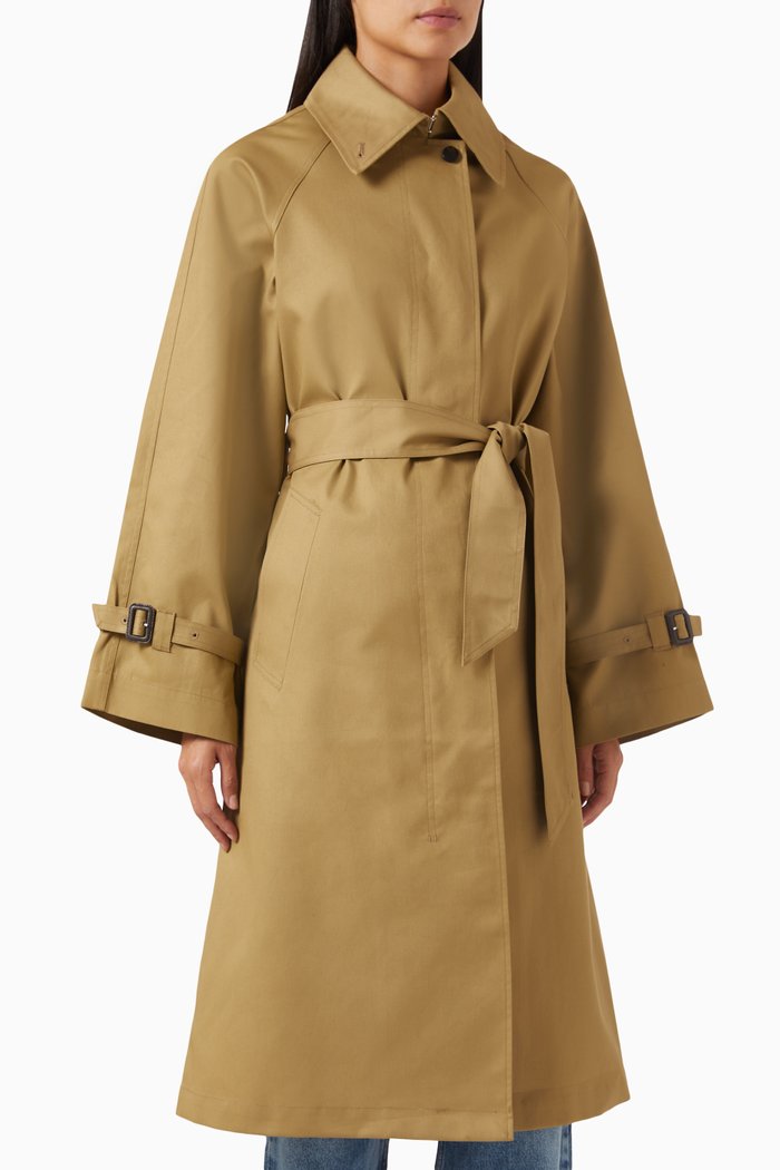 

Percey Trench Coat in Cotton, Brown