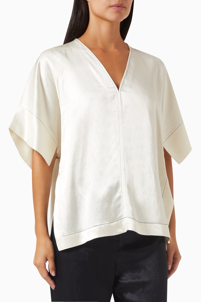 Simona Top in Satin, Neutral