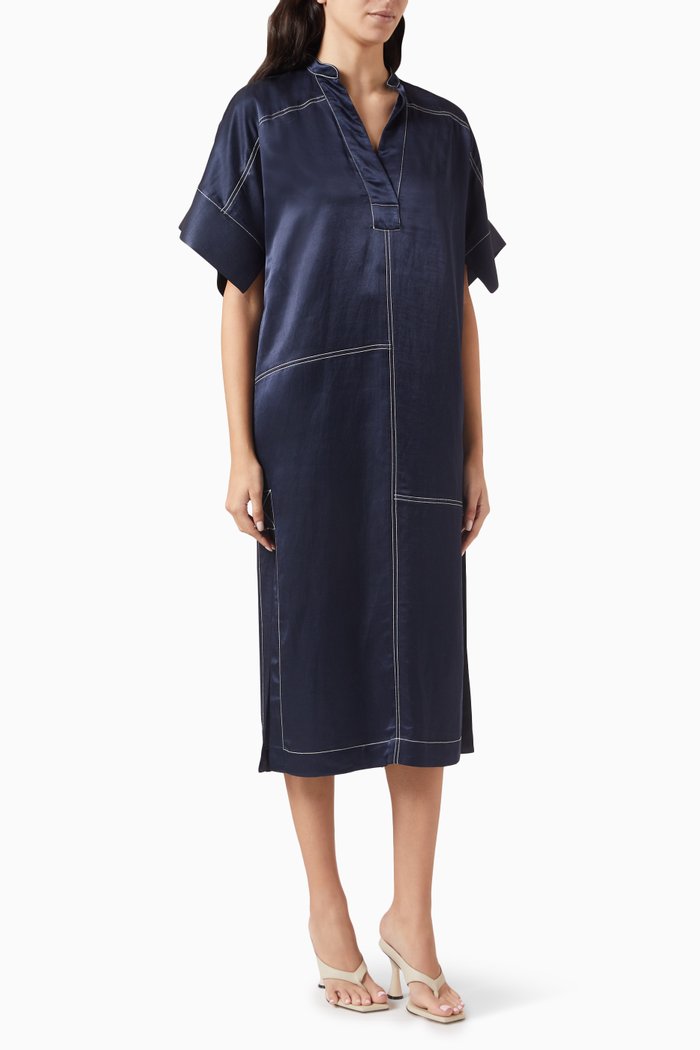 

Tina Midi Dress in Satin, Blue