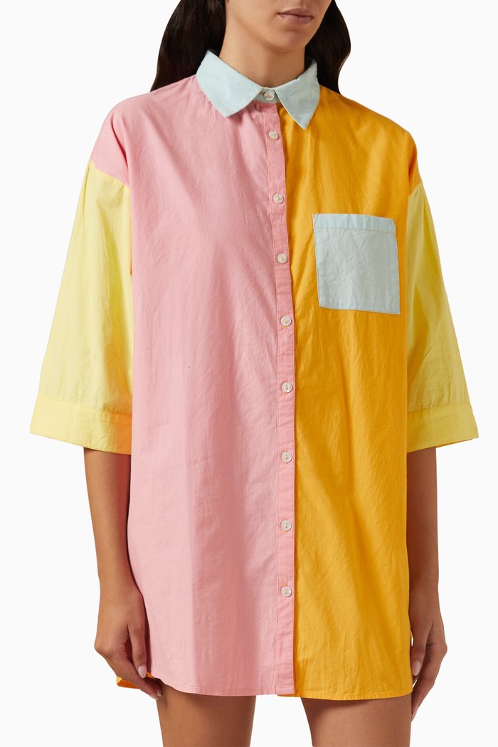 The Vacay Shirt Dress in Cotton, Multicolour