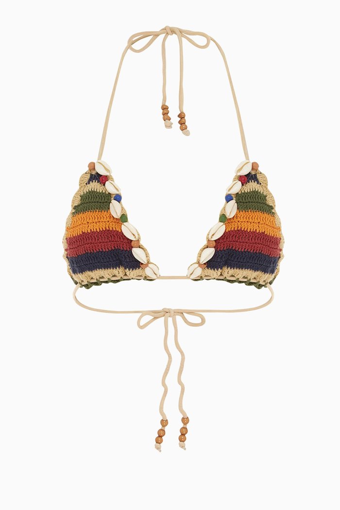

The Crochet Tri Bikini Top, Multicolour