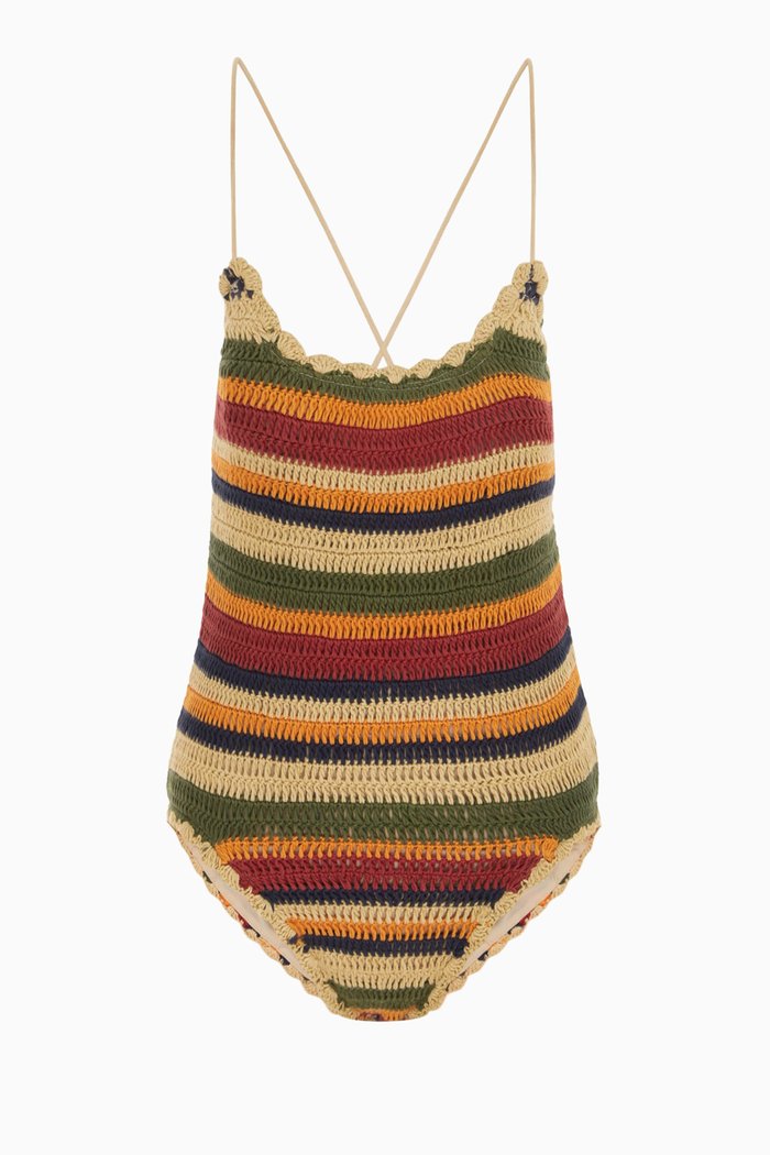 

The Crochet One-piece Swimsuit in Cotton, Multicolour