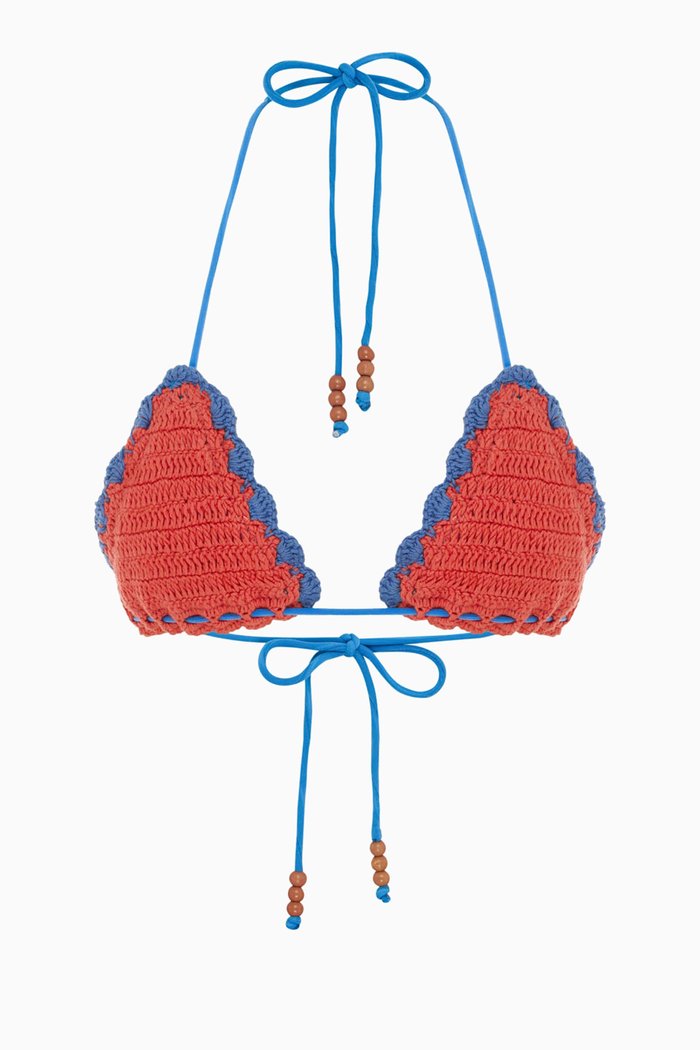 

The Crochet Tri Bikini Top, Pink