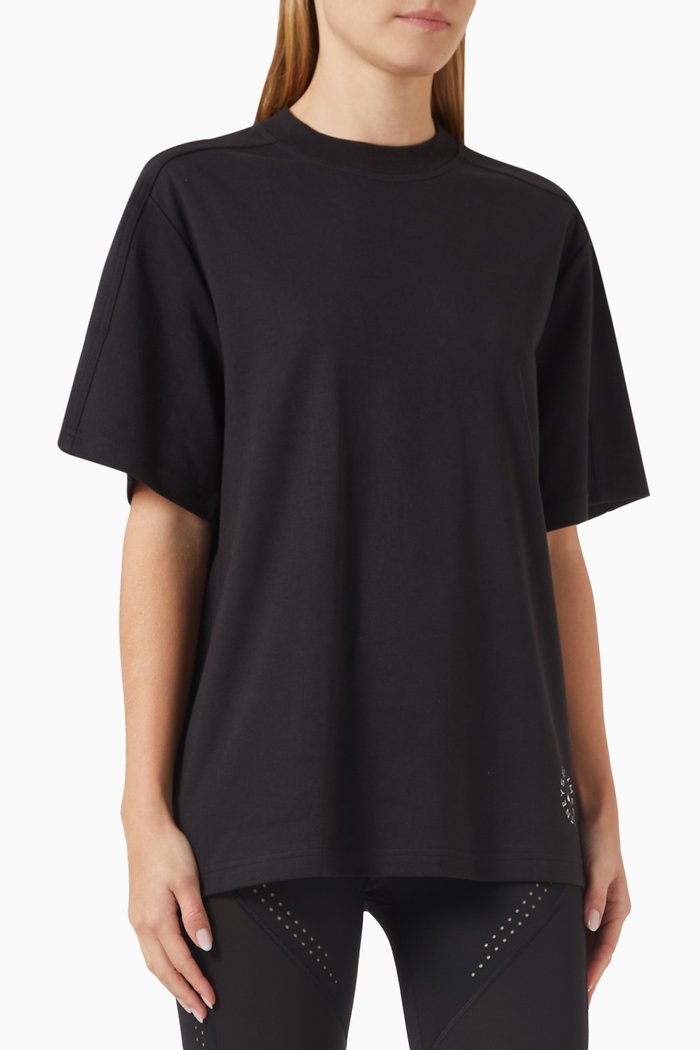 

x Stella McCartney Loose-fit T-shirt in Organic Cotton-blend, Black