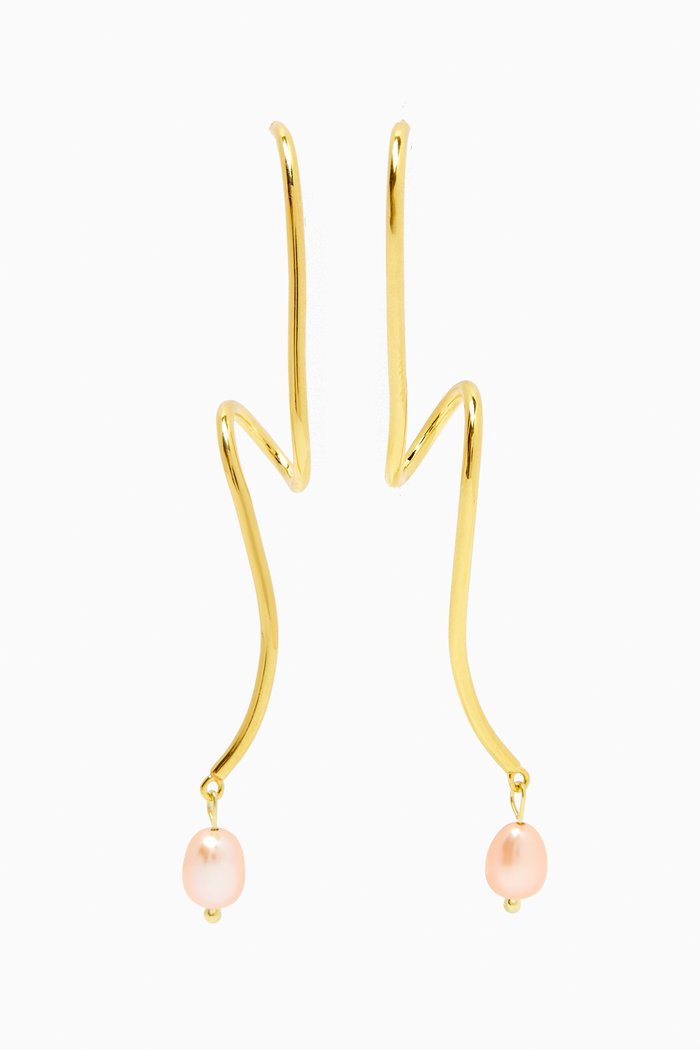 

Amie Drop Earrings in 18kt Gold-plated Silver, Pink