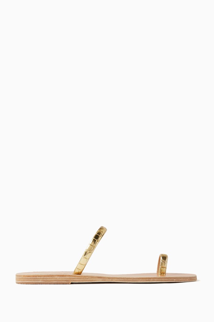 Ophion Ring-toe Slides in Metallic Leather, Gold