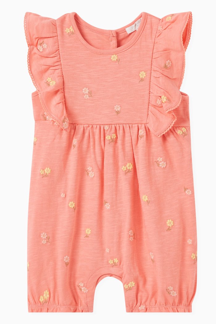 

Floral Romper in Organic Cotton, Orange