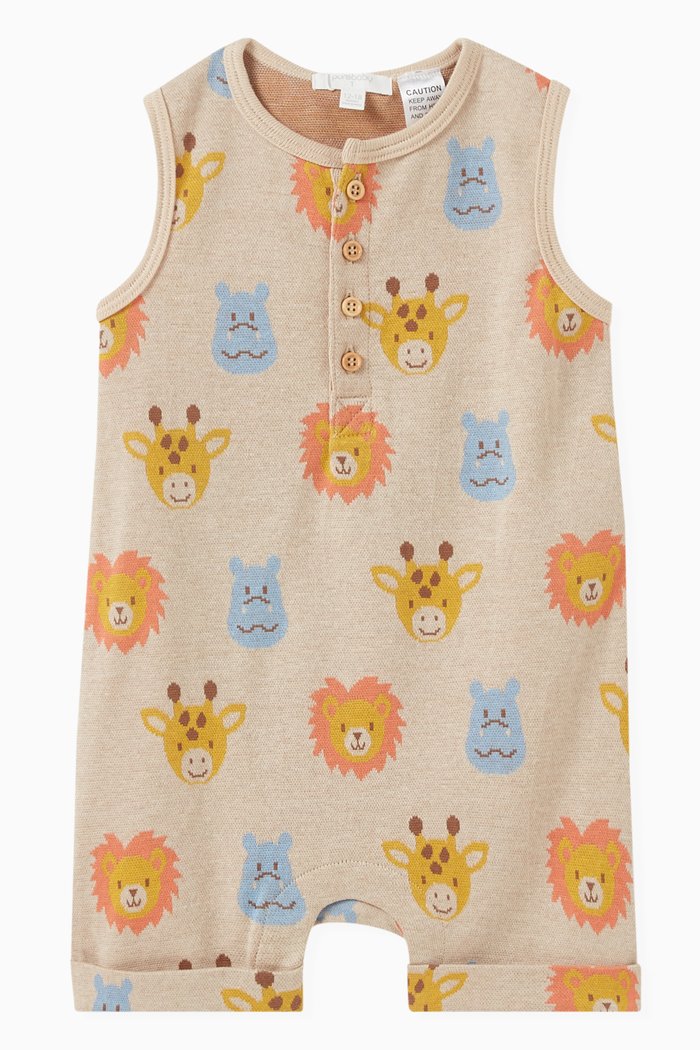 

Happy Faces Onesie in Organic Cotton, Neutral