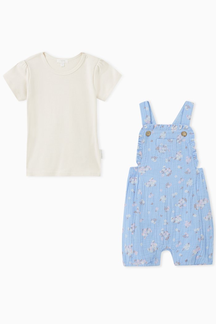 

Petal Overall Set in Organic Cotton, Blue