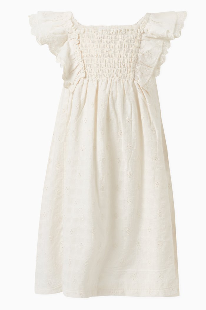 

Broderie Smocked Dress, White