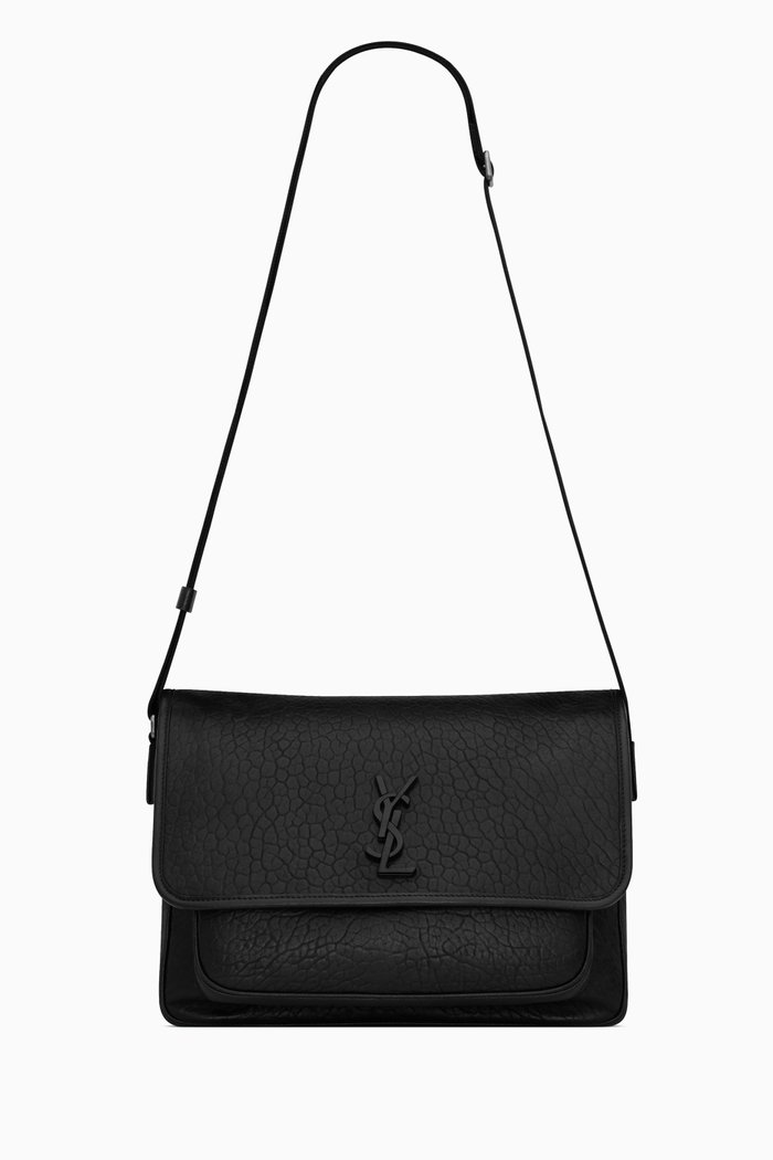 

Niki Messenger Bag in Grained Leather, Black