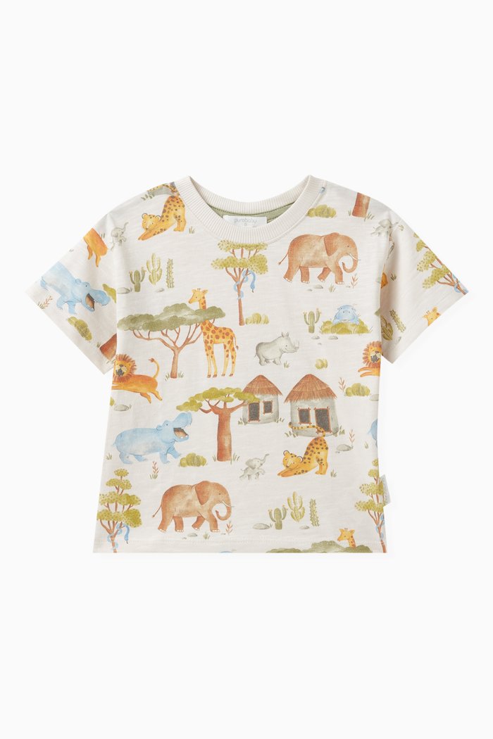 Busy Animals Tee in Organic Cotton, White