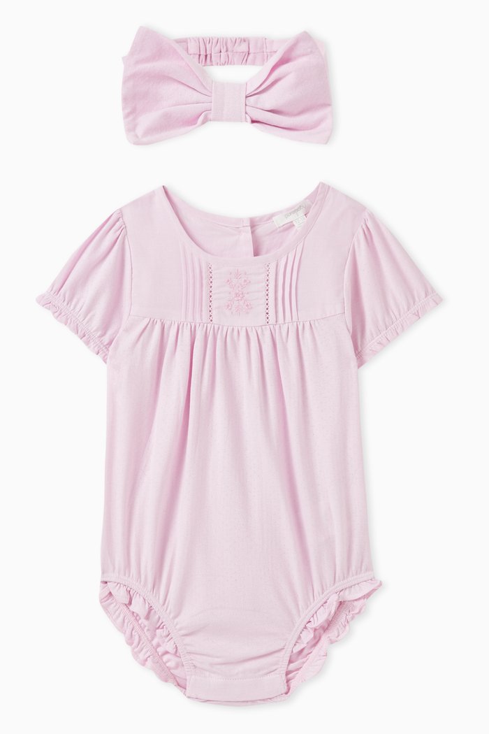 

Pointelle Bodysuit & Headband Set in Organic Cotton Pointelle, Pink