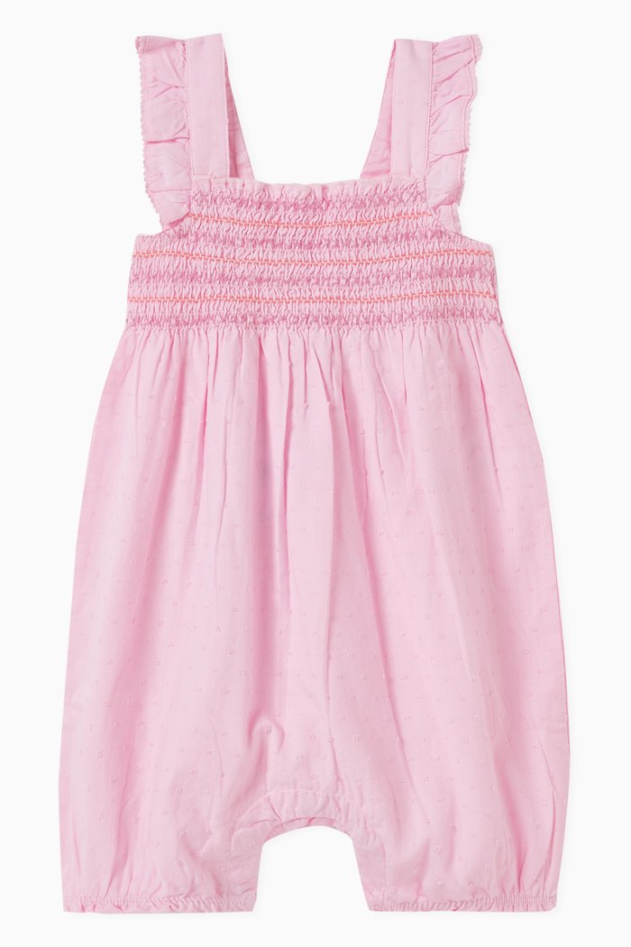 

Shirred Romper in Organic Cotton, Pink