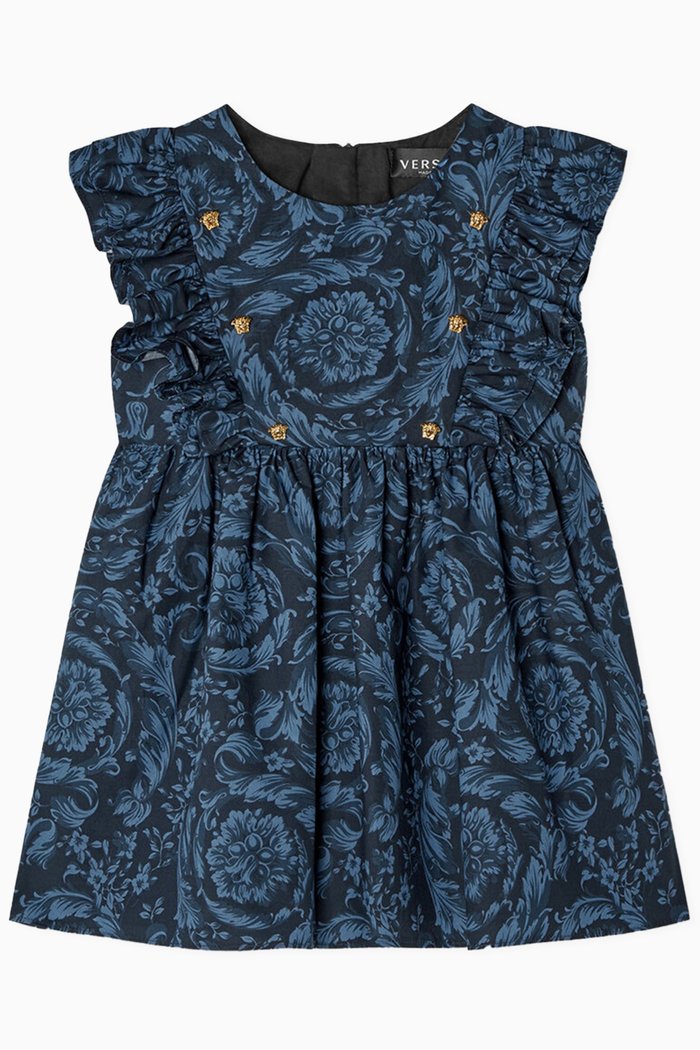 

Barocco Baby Dress in Cotton, Blue