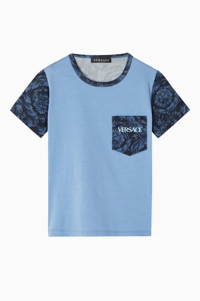 Barocco T-shirt in Cotton, Blue