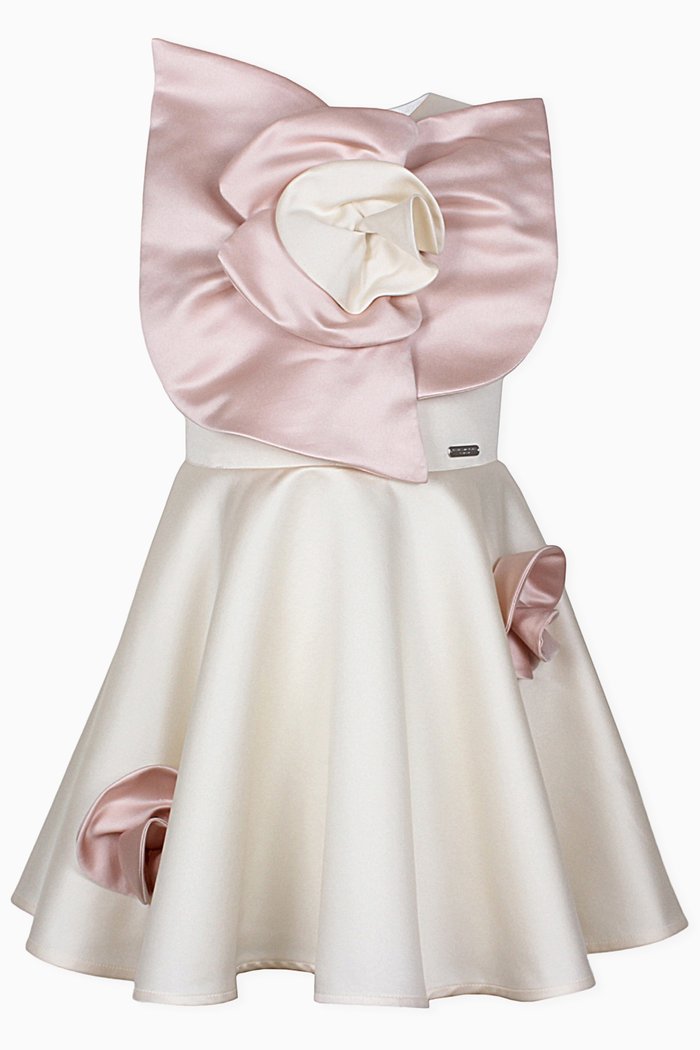 Peony Dress in Satin, Neutral