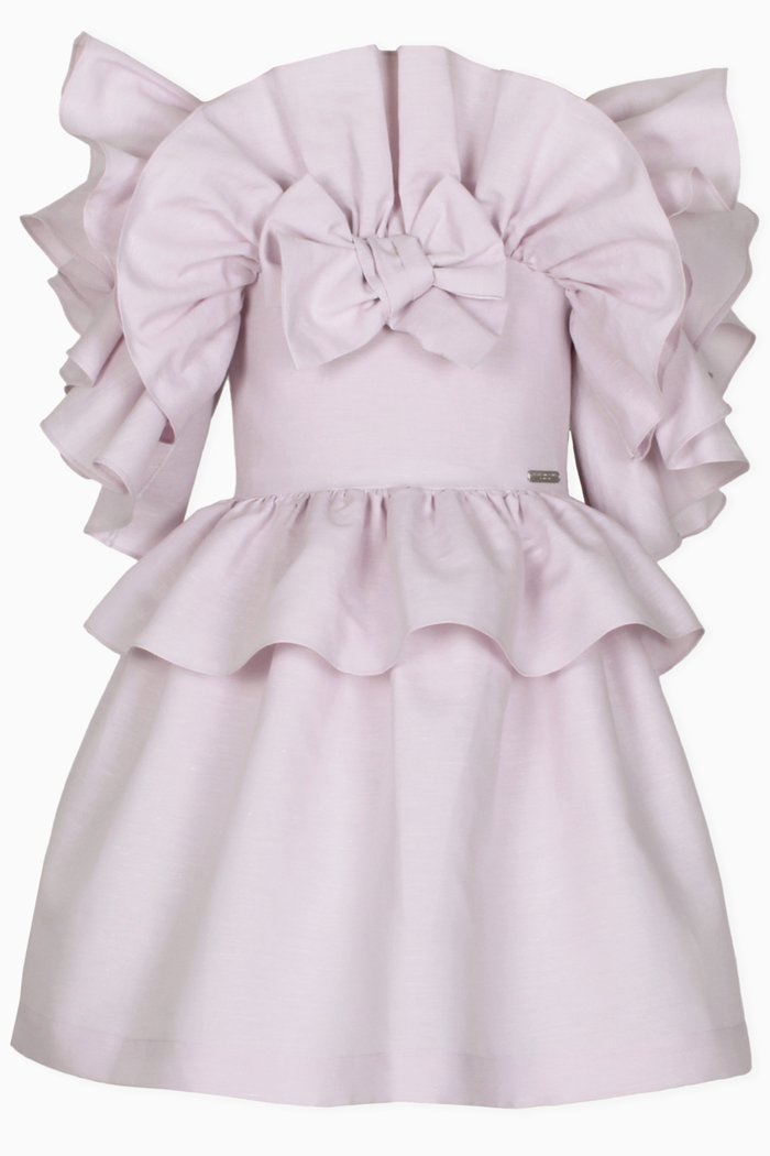 

Peacock Ruffle Dress in Cotton-blend, Purple
