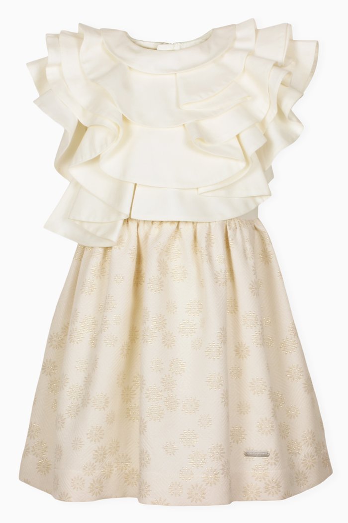 

Glissage Dress in Cotton & Jacquard, Gold
