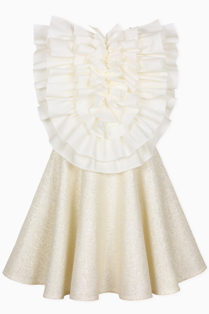 

En L'air Ruffled Dress in Cotton, Silver