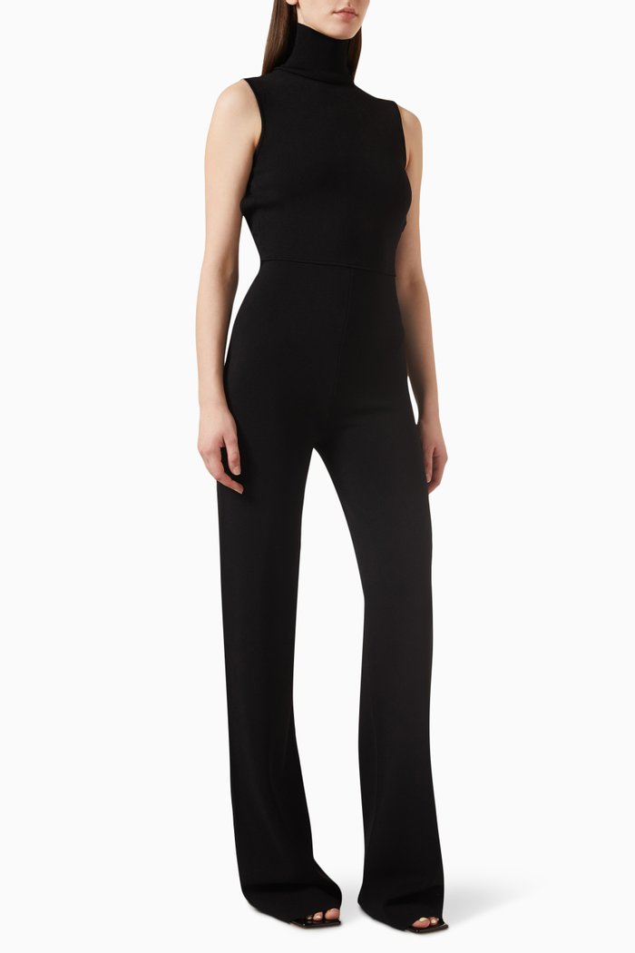 

Gijon High-neck Jumpsuit in Rayon, Black