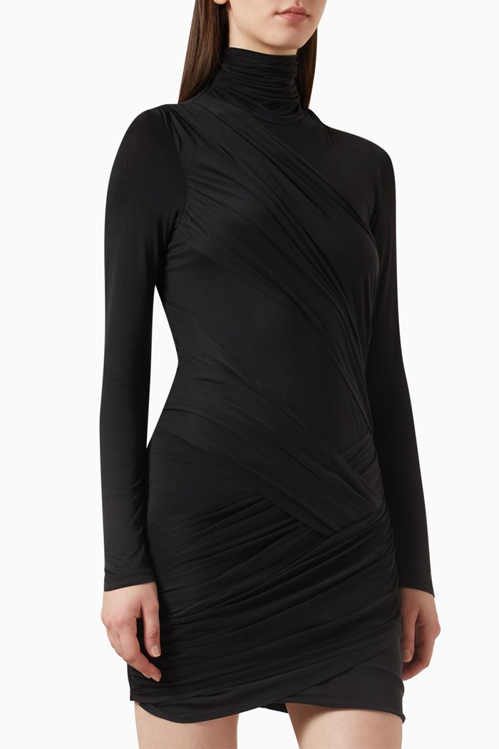 

Kores Draped Mini Dress in Viscose-jersey, Black