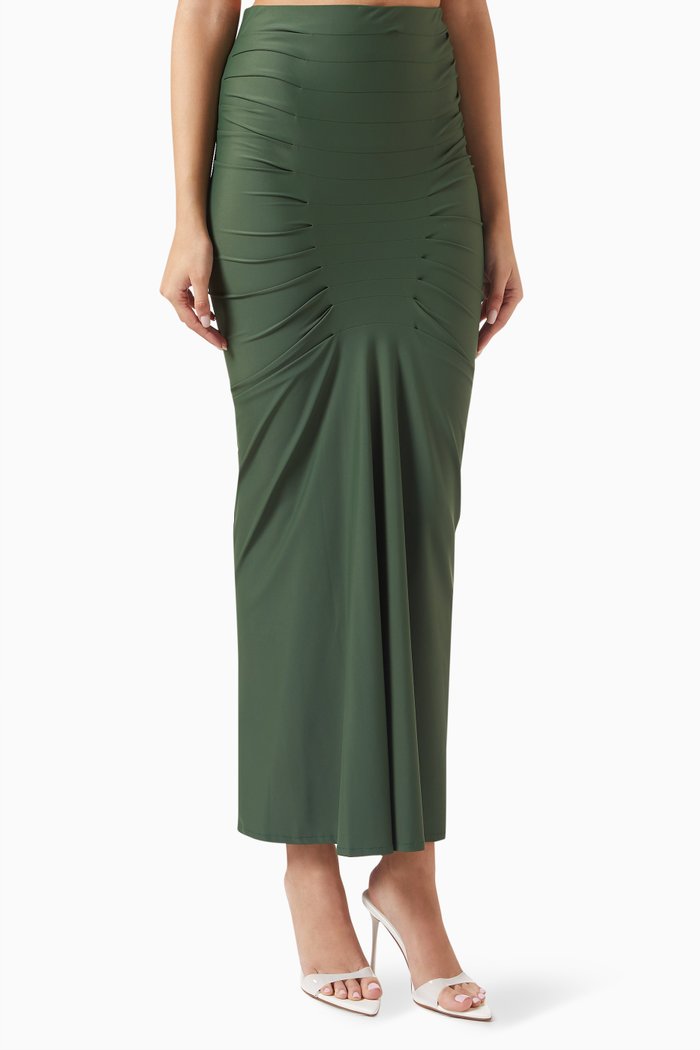 

Melia Maxi Skirt in Nylon Jersey, Green