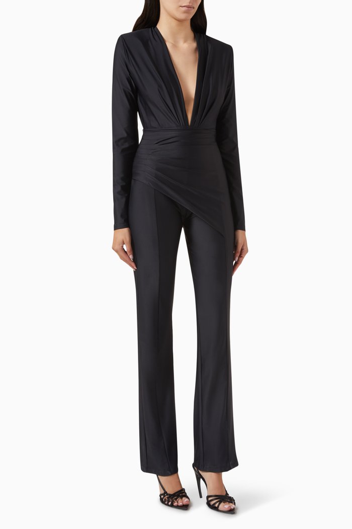 

Rosaria Drape Jumpsuit in Matte-jersey, Black
