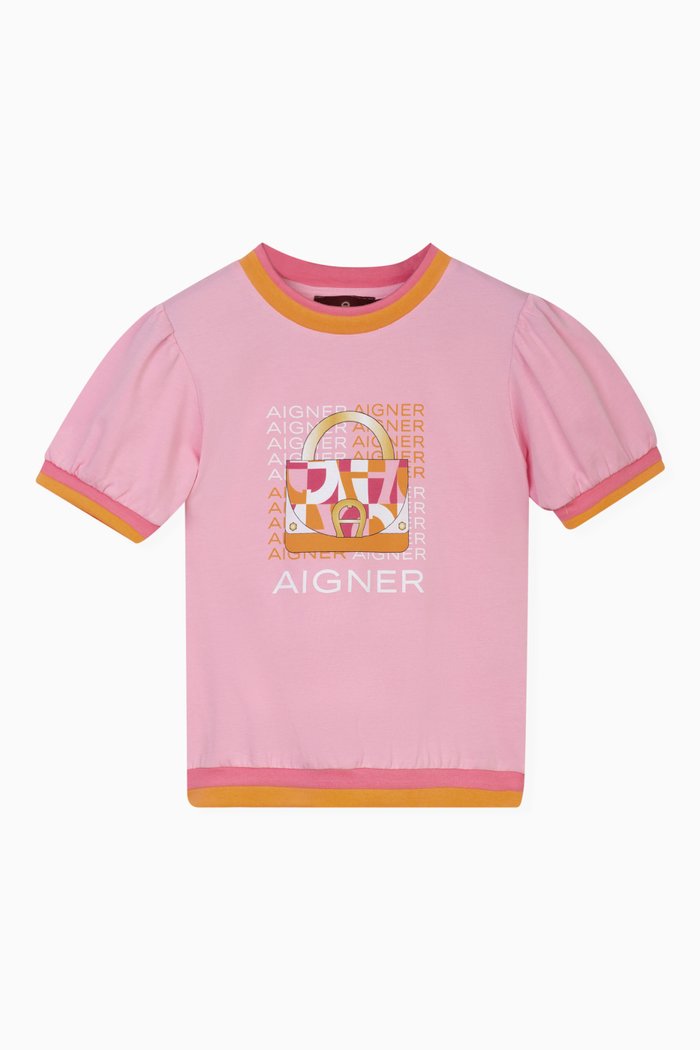 

Logo Print T-Shirt in Cotton, Pink
