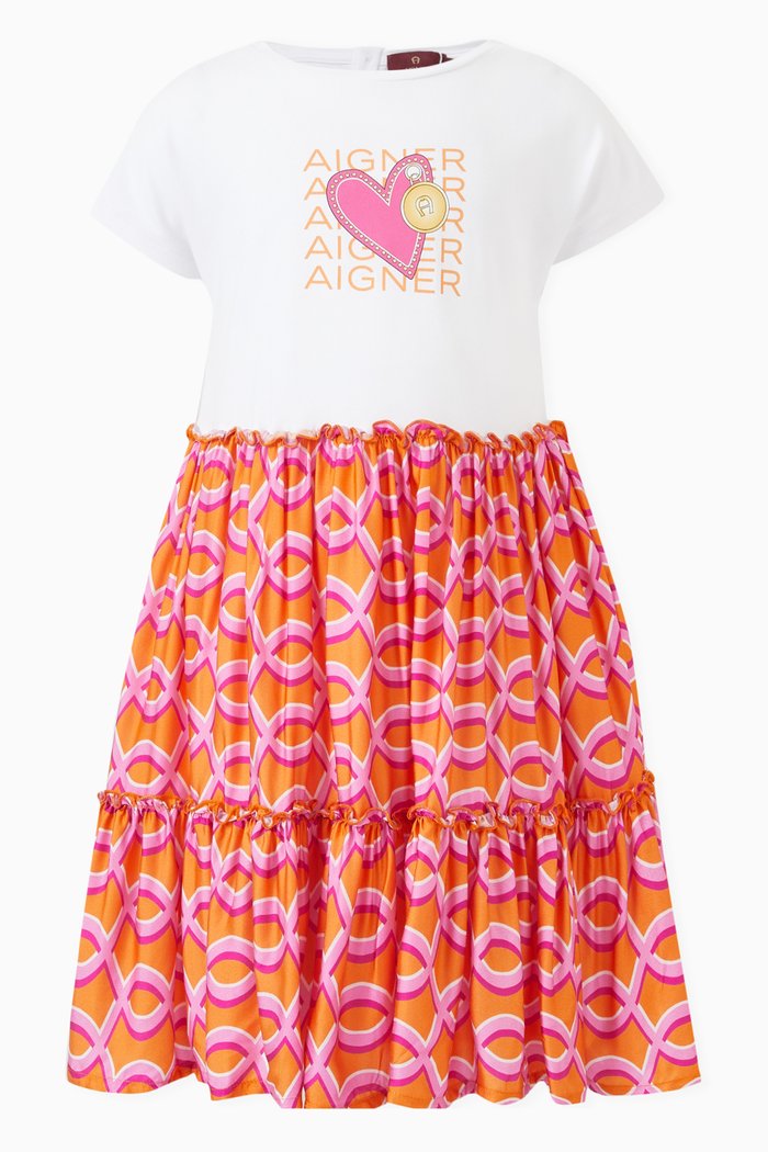 Mixed Printed Dress in Cotton, White