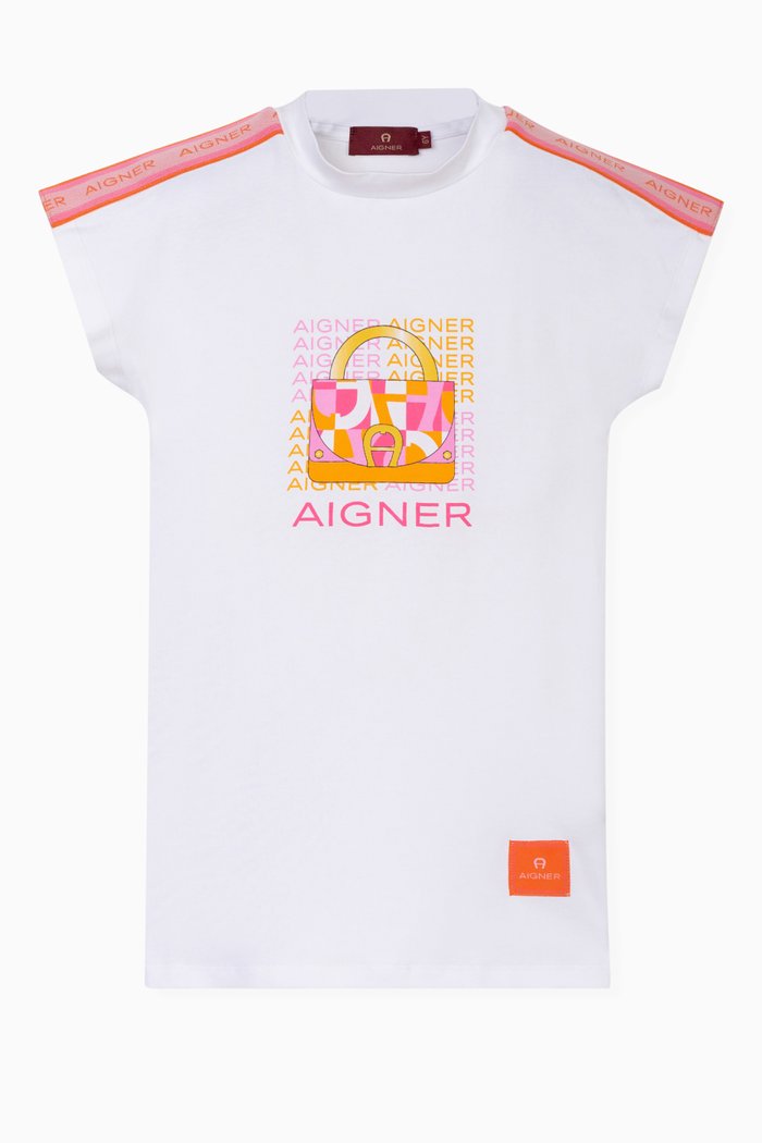 

Logo-tape Dress in Cotton-jersey, White